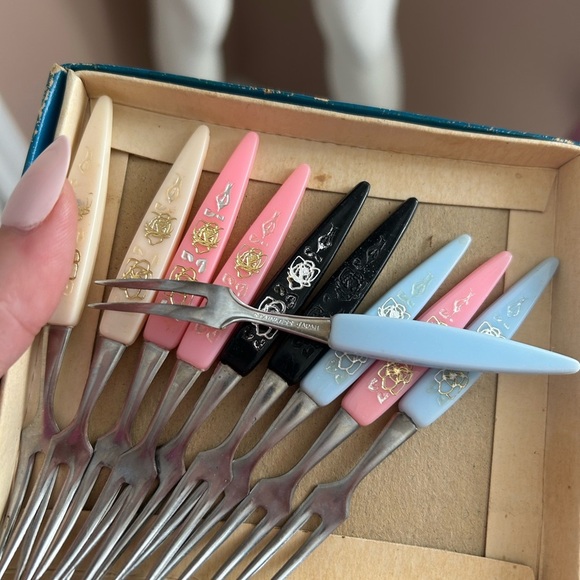 4/$50 Little Fork Stainless Steel Set of ten for fondu fruit serving 💜 - Picture 8 of 8